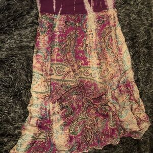 Solitaire Asymmetrical Indian Skirt in Purple and Cream Paisley
